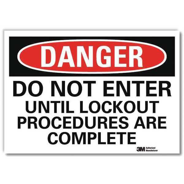 Danger Sign, 10 in Height, 14 in Width, Reflective Sheeting, Horizontal Rectangle, English