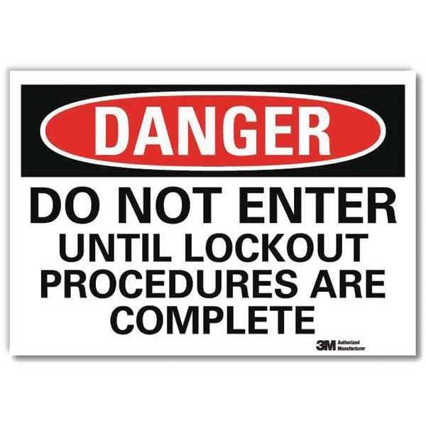 Danger Sign, 5 in Height, 7 in Width, Reflective Sheeting, Horizontal Rectangle, English