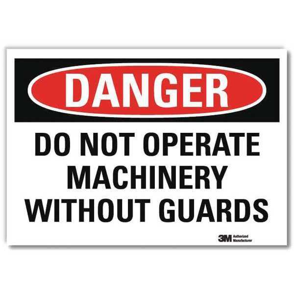 Danger Sign, 10 in Height, 14 in Width, Reflective Sheeting, Horizontal Rectangle, English