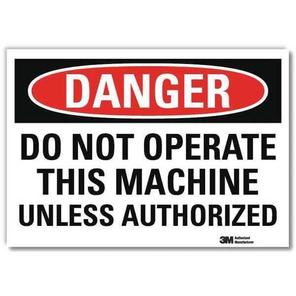 Danger Sign, 5 in H, 7 in W, Reflective Sheeting, Horizontal Rectangle, English, U3-1341-RD_7X5