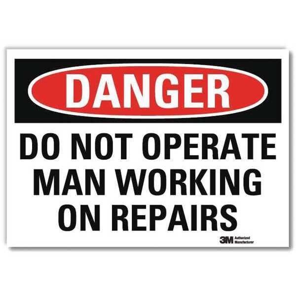 Danger Sign, 5 in Height, 7 in Width, Reflective Sheeting, Horizontal Rectangle, English