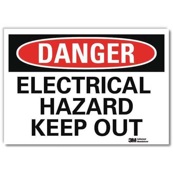 Danger Sign, Self-Adhesv Mount, 10inWx7inH, U3-1408-RD_10X7