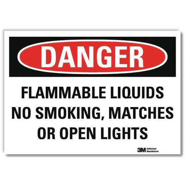 Danger No Smoking Sign, 5 in H, 7 in W, Reflective Sheeting, Horizontal Rectangle, U3-1486-RD_7X5