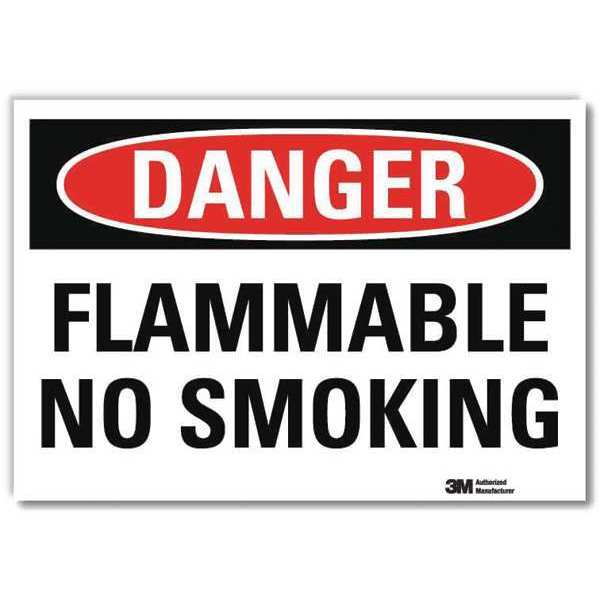 Danger No Smoking Sign, 5 in H, 7 in W, Reflective Sheeting, Horizontal Rectangle, U3-1505-RD_7X5