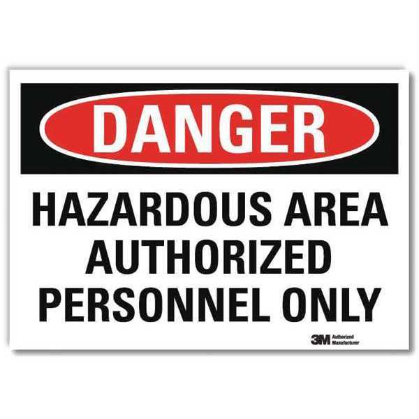 Danger Sign, 5 in Height, 7 in Width, Reflective Sheeting, Horizontal Rectangle, English