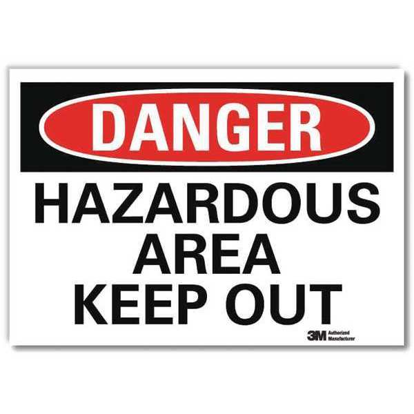 Danger Sign, 5 in Height, 7 in Width, Reflective Sheeting, Horizontal Rectangle, English