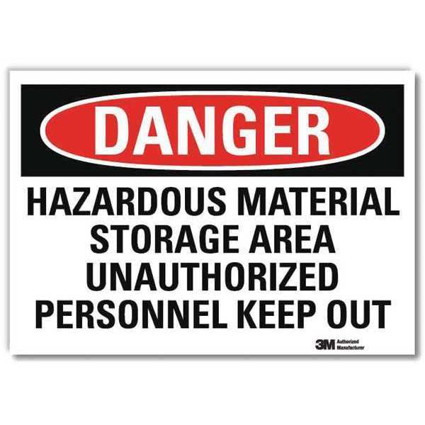Danger Sign, 5 in H, 7 in W, Reflective Sheeting, Horizontal Rectangle, English, U3-1573-RD_7X5