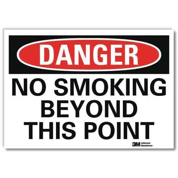 Danger No Smoking Sign, 5 in H, 7 in W, Reflective Sheeting, Horizontal Rectangle, U3-1834-RD_7X5