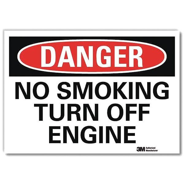 Danger No Smoking Sign, 5 in H, 7 in W, Reflective Sheeting, Horizontal Rectangle, U3-1859-RD_7X5