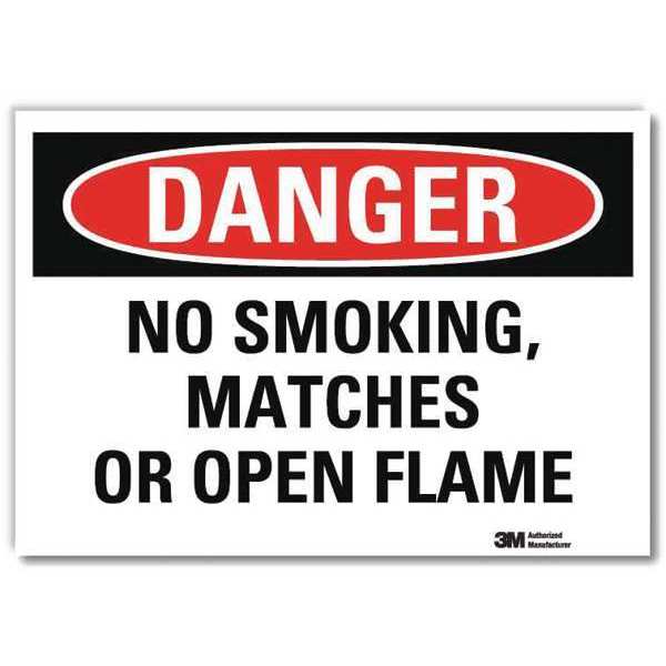 Danger No Smoking Sign, 5 in H, 7 in W, Reflective Sheeting, Horizontal Rectangle, U3-1865-RD_7X5