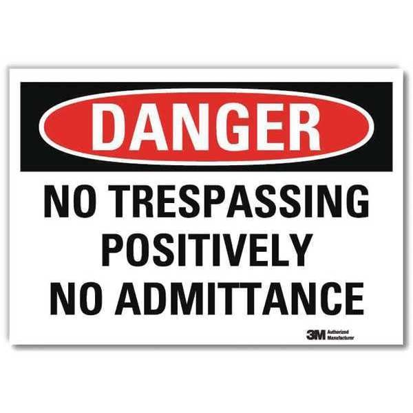 Danger Sign, 10 in H, 14 in W, Reflective Sheeting, Horizontal Rectangle, English, U3-1873-RD_14X10