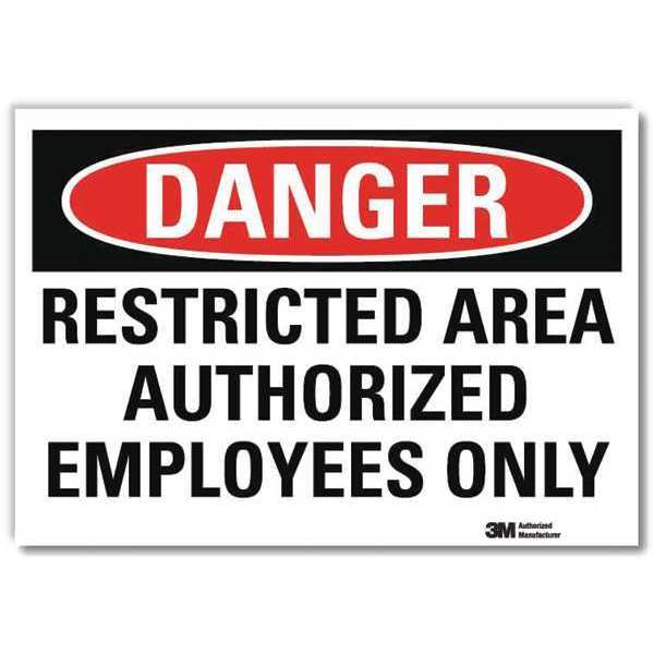 Danger Sign, 5 in H, 7 in W, Reflective Sheeting, Horizontal Rectangle, English, U3-1952-RD_7X5