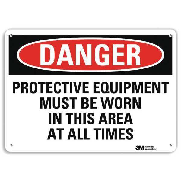 Danger Sign, 4 Hole Mount, 10in W x 7in H