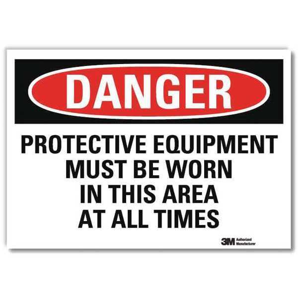 Danger Sign, Self-Adhesv Mount, 10inWx7inH, U3-1943-RD_10X7