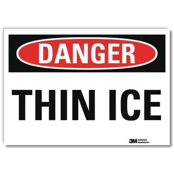 Reflective Icy Conditions Label, 5 in H, 7 in W, Non-PVC Polymer, Horizontal  U3-2002-RD_7X5