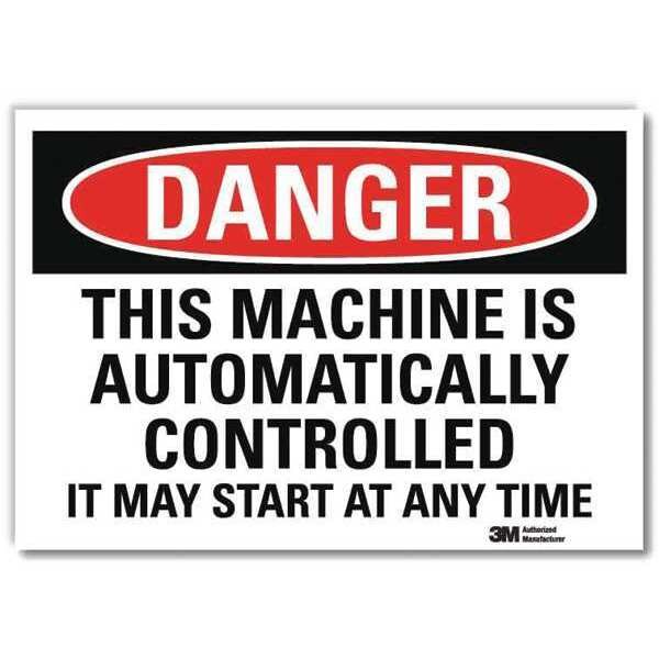 Danger Sign, 5 in Height, 7 in Width, Reflective Sheeting, Horizontal Rectangle, English