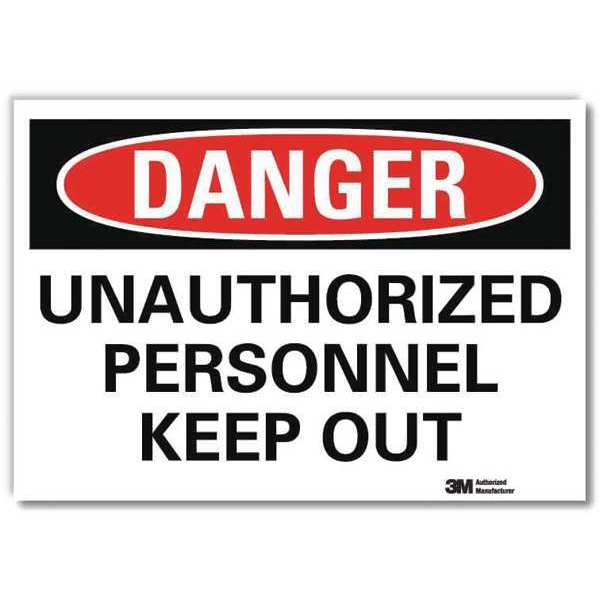 Danger Sign, 5 in H, 7 in W, Reflective Sheeting, Horizontal Rectangle, English, U3-2025-RD_7X5