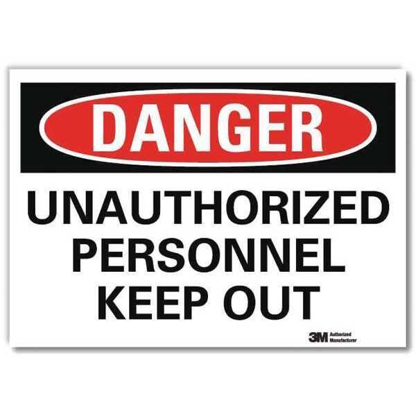 Danger Sign, 7 in H, 10 in W, Reflective Sheeting, Vertical Rectangle, English, U3-2025-RD_10X7