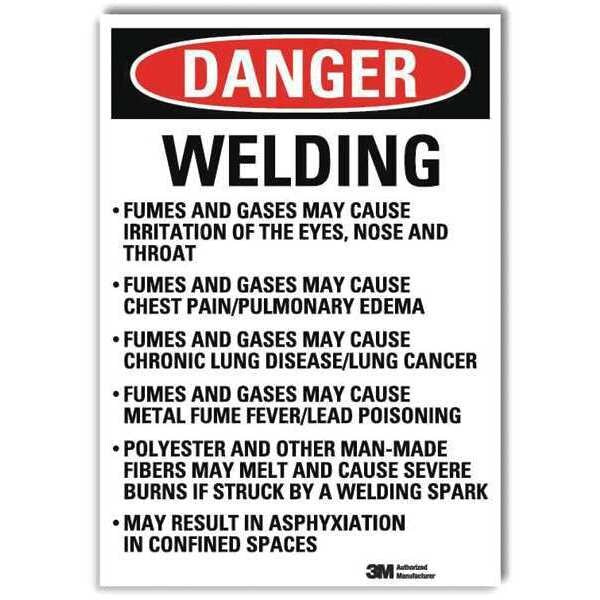 Danger Sign, 10 in Height, 7 in Width, Reflective Sheeting, Horizontal Rectangle, English