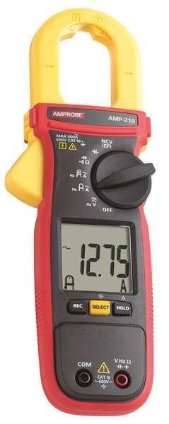 Clamp Meter, LCD, 600 A, 1.2 in (30 mm) Jaw Capacity, Cat III 600V Safety Rating