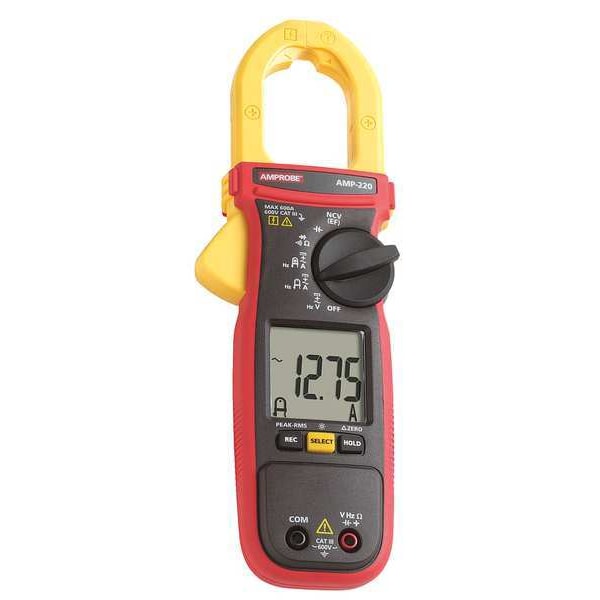 Clamp Meter, LCD, 600 A, 1.4 in (36 mm) Jaw Capacity, Cat III 600V Safety Rating