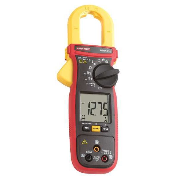 Clamp Meter, LCD, 600 A, 1.2 in (30 mm) Jaw Capacity, Cat III 600V Safety Rating