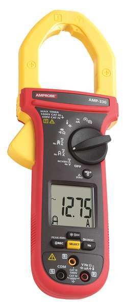 Clamp Meter, LCD, 1,000 A, 2.0 in (51 mm) Jaw Capacity, CAT III 1000V, CAT IV 600V Safety Rating