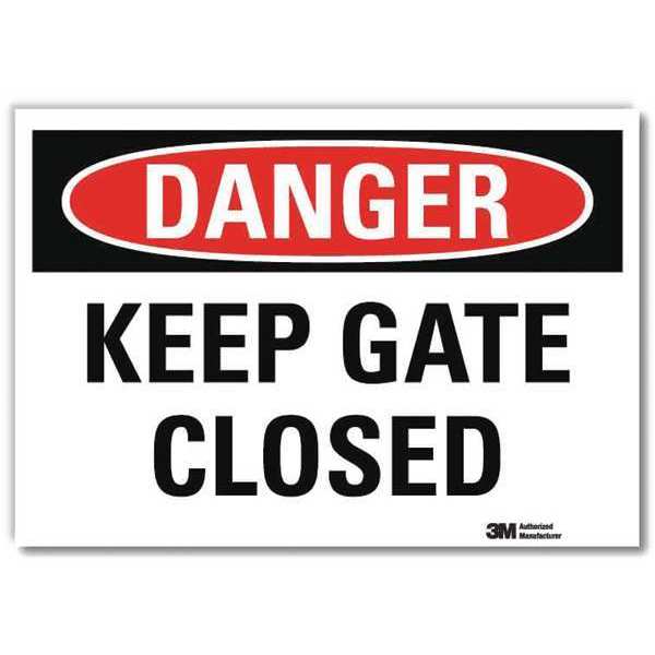 Danger Sign, 5 in H, 7 in W, Reflective Sheeting, Horizontal Rectangle, English, U3-1696-RD_7X5