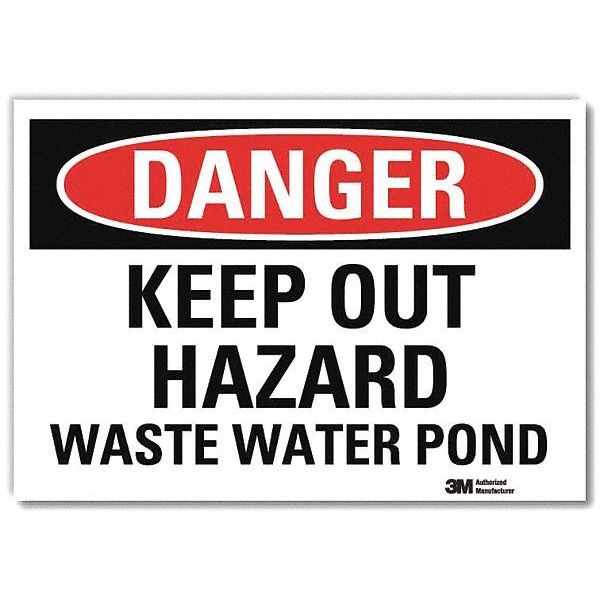 Danger Sign, 7 in H, 10 in W, Vertical Rectangle, English, U3-1725-RD_10X7