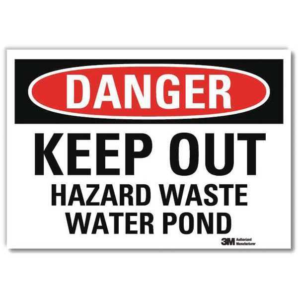 Danger Sign, 10 in H, 14 in W, Horizontal Rectangle, English, U3-1726-RD_14X10