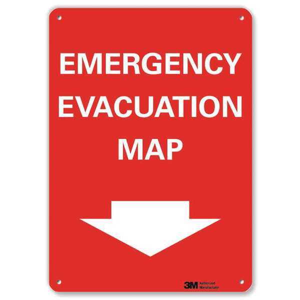 Emergency Exit Sign, 10in x 7in, Aluminum