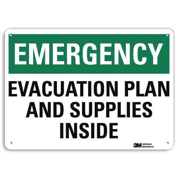 Emergency Exit Sign, 7in x 10in, Aluminum