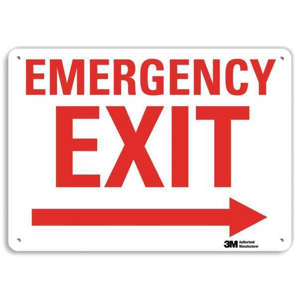 Emergency Sign, 7 in x 10 in, Aluminum