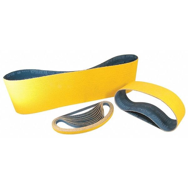 Airfile Belt, Coated, 1/2 in W, 18 in L, 60 Grit, Medium, Ceramic, Predator, Yellow