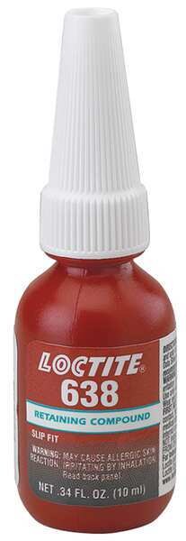 Retaining Compound, 638 Series, Green, Liquid, High Strength, 10 mL Bottle