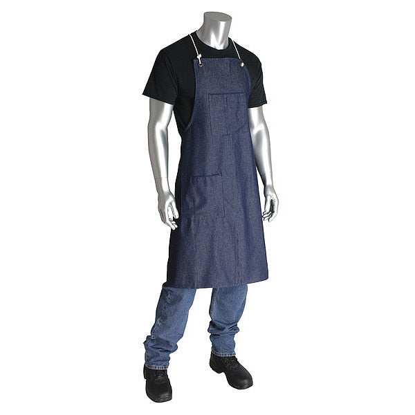 Bib Apron, 48inLx36inW, Blue, 8 mil, PK12