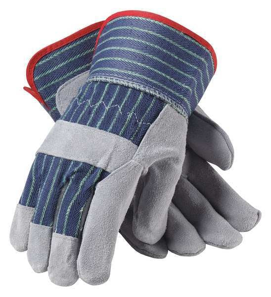 Leather Palm Gloves, Blue/Gray, S, PK12