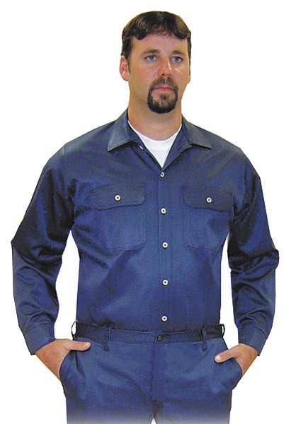 Flame Resistant Collared Shirt, Navy, Vinex(R), L