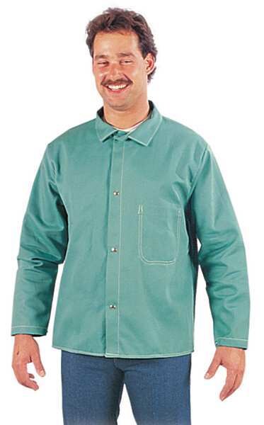 Flame Resistant Jacket, Green, Flame Resistant Cotton, 4XL