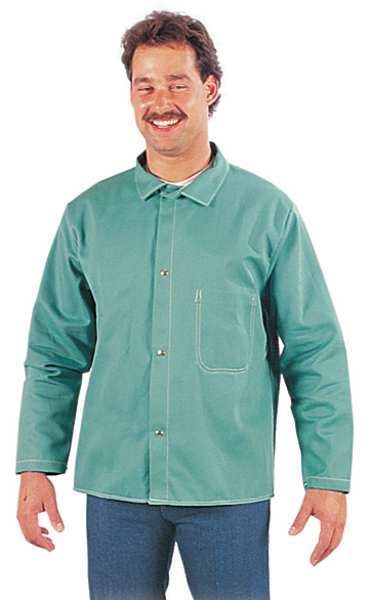 Flame Resistant Jacket, Green, Flame Resistant Cotton, XL