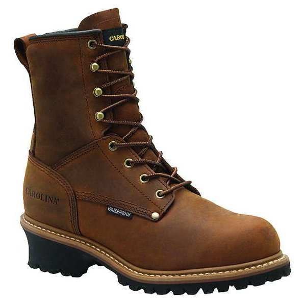 Size 9D Men's Logger Boot Steel Work Boot, Brown