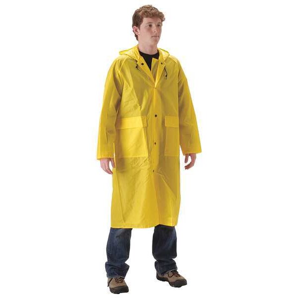 Rain Coat with Hood, XL, PU/Nylon, 48inL