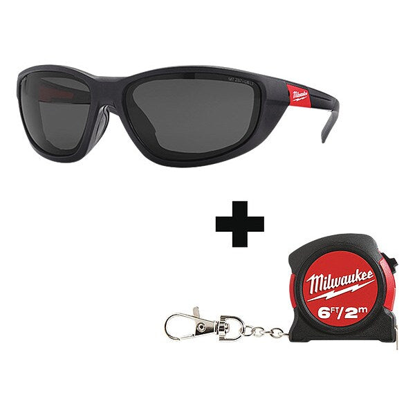 Polarized Safety Glasses, Wraparound Smoke Polycarbonate Lens, Impact-Resistant