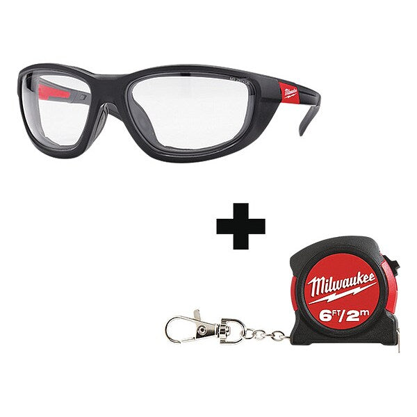 Safety Glasses, Wraparound Clear Polycarbonate Lens, Impact-Resistant