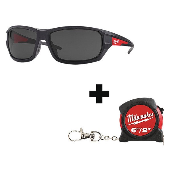 Safety Glasses, Wraparound Smoke Polycarbonate Lens, Anti-Fog, Scratch-Resistant