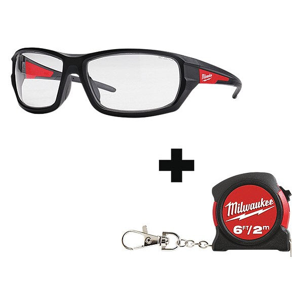 Safety Glasses, Wraparound Clear Polycarbonate Lens, Anti-Fog, Scratch-Resistant