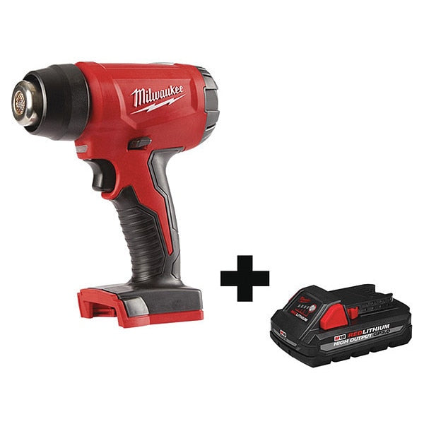 Heat Gun Kit, Battery Powered, 18V DC, Dual Temp. Setting, 360 Watt, Pistol Handle