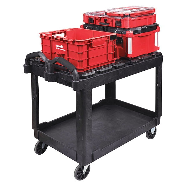 Utility Cart, Ergonomic, 2 Shelves, 500 lb