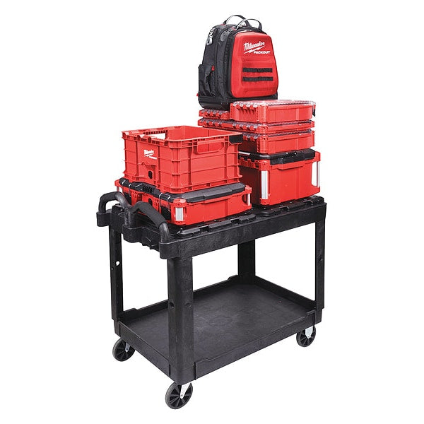 Utility Cart, Ergonomic, 2 Shelves, 500 lb