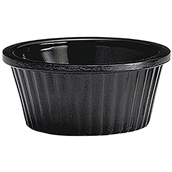 Ramekin, Fluted, Black, Melamine, 1 OZ